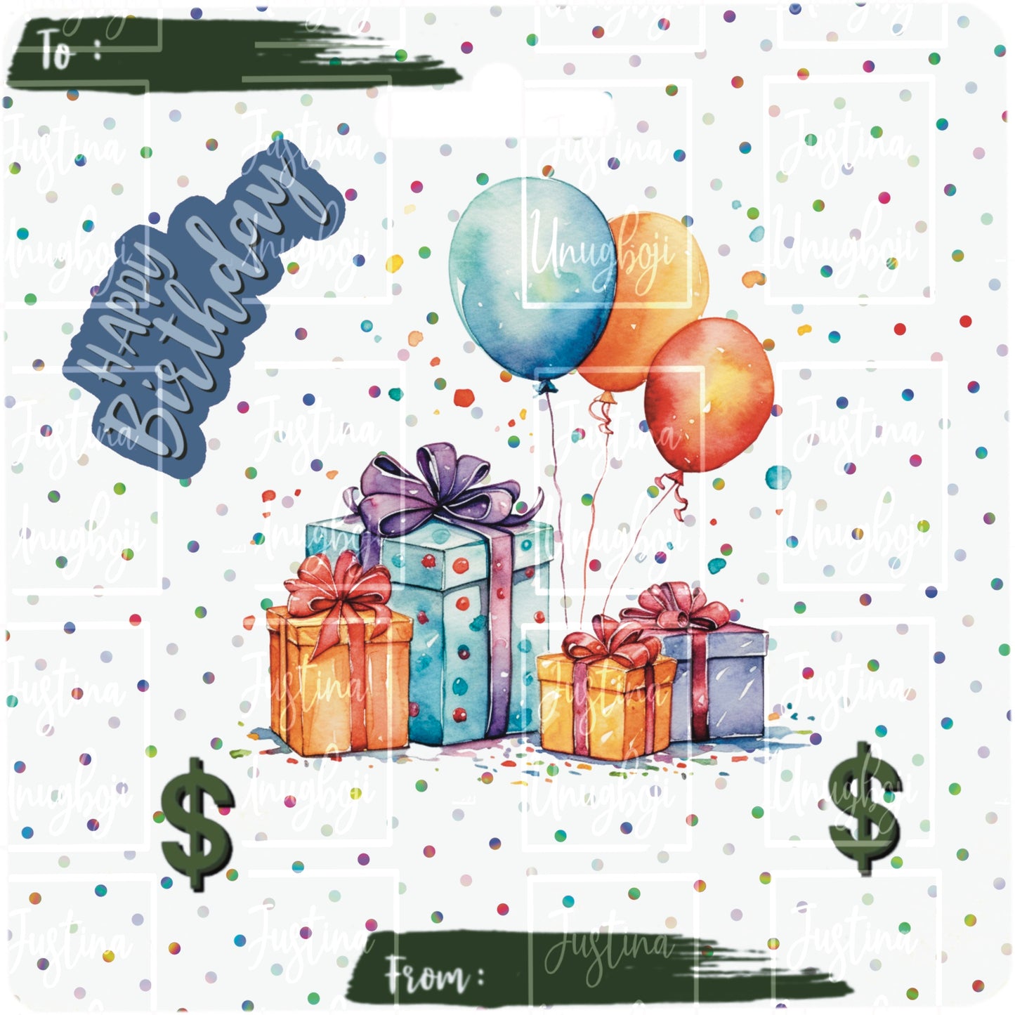 Birthday Money Card Design Set