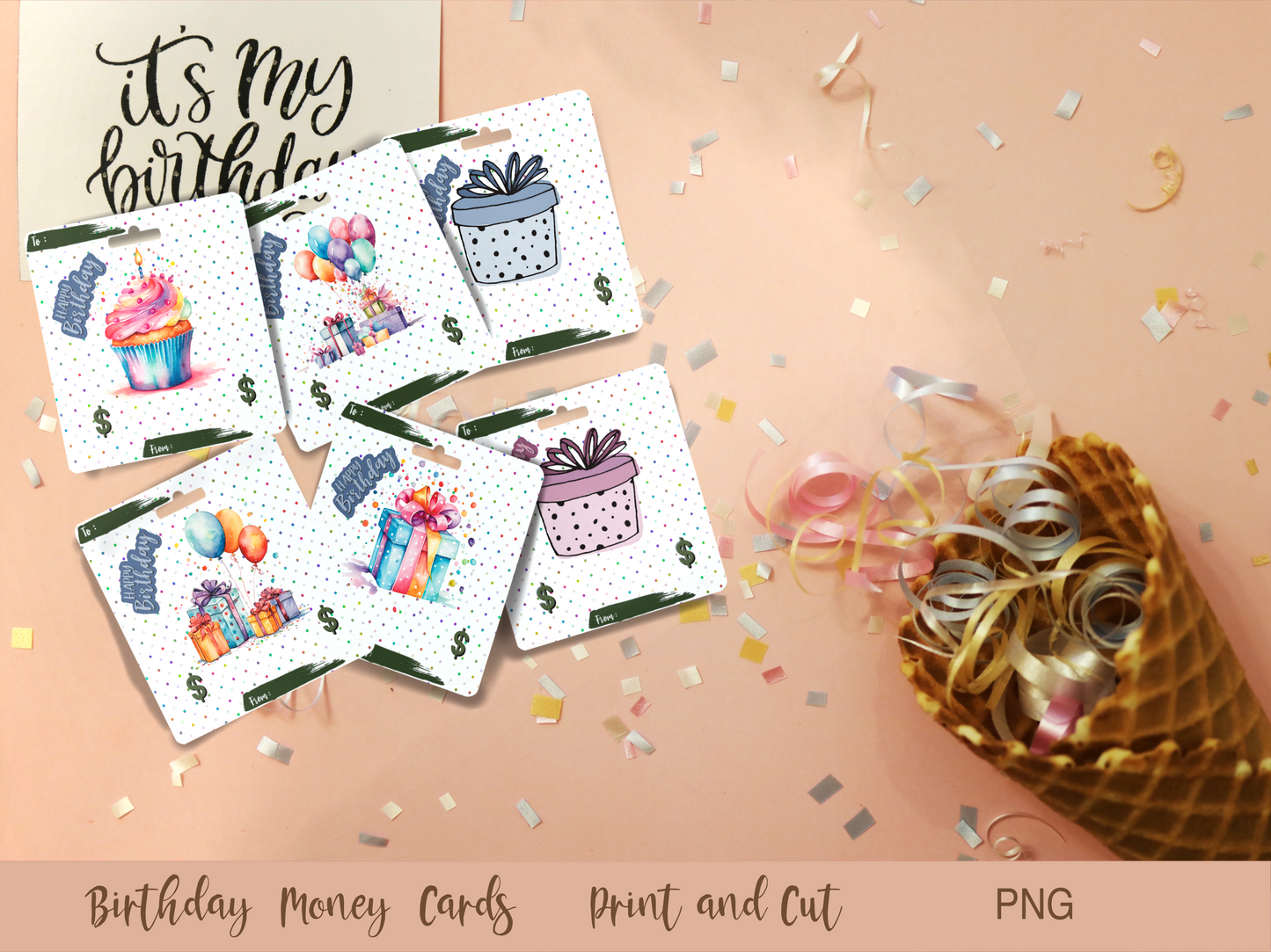 Birthday Money Card Design Set