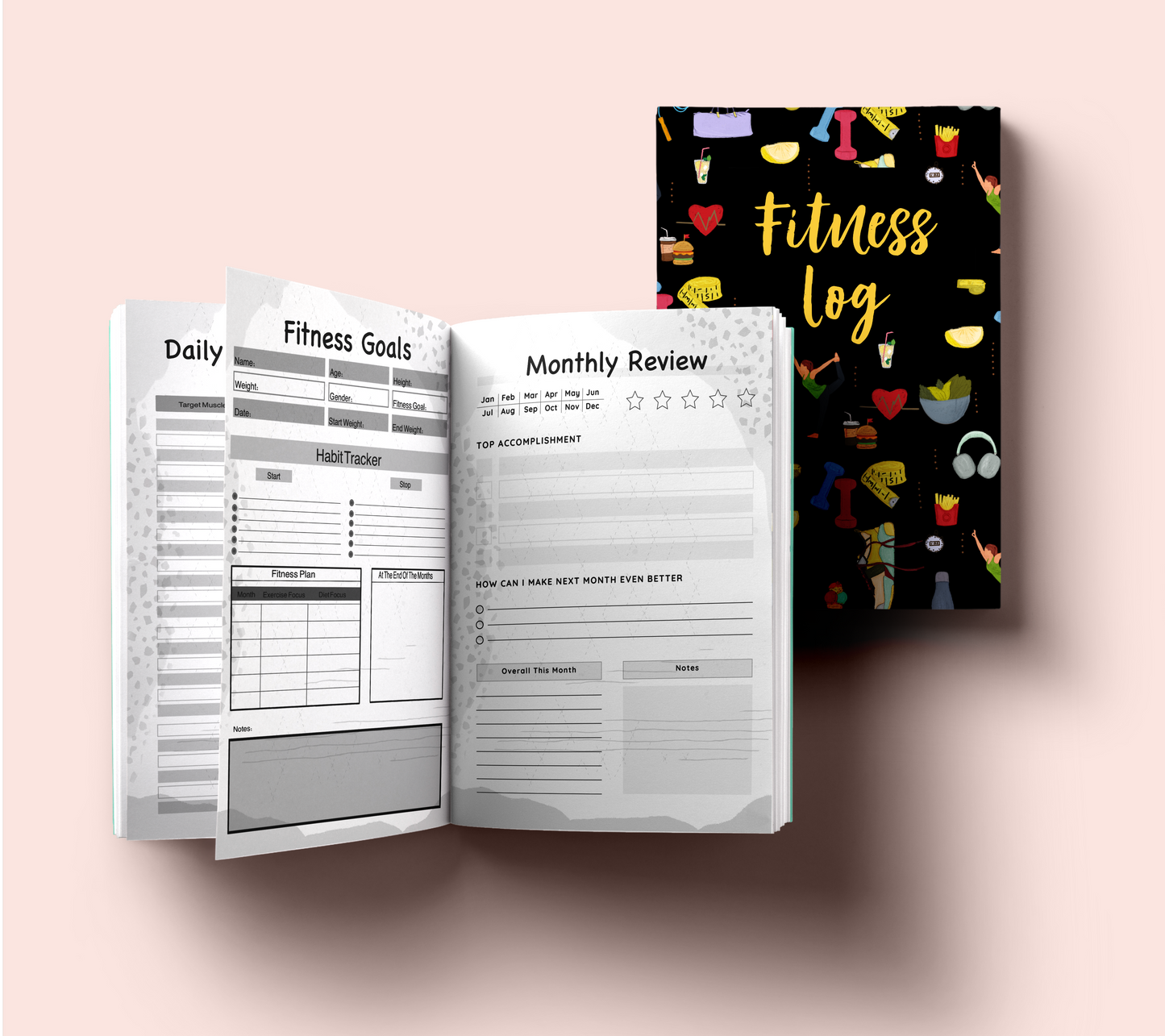 Fitness log Book with meal planner: Workout log book and fitness journal